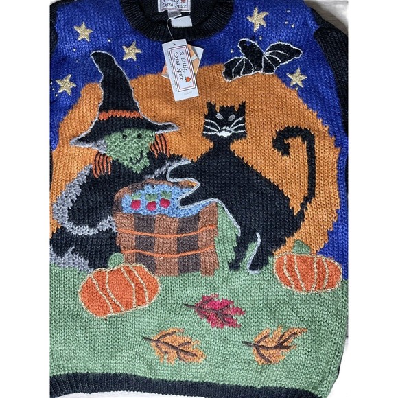 Womens Halloween Sweater 22W/42/2XL NEW’95 Handknit A Little Extra Spice Pullovr - Picture 2 of 14